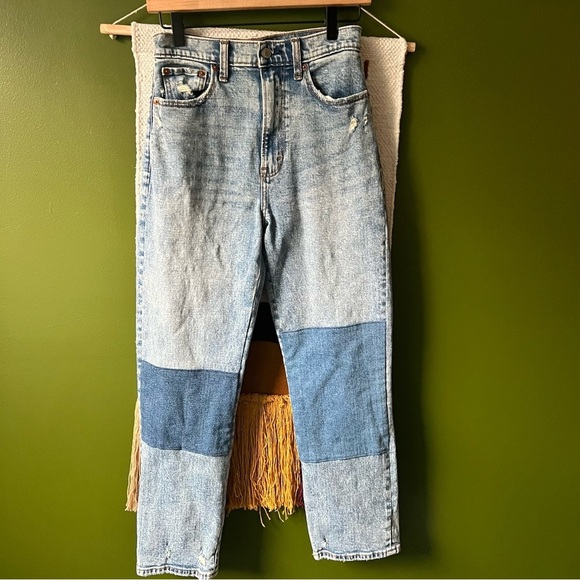 Abercrombie & Fitch The Ankle Straight Ultra High Rise Jeans Knee Patch SZ 27/4 - Picture 5 of 6
